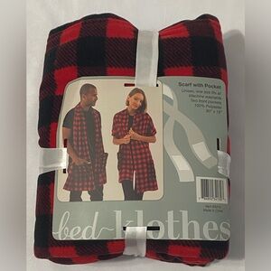 bed Klothes Red and Black Buffalo Plaid Scarf with Pockets